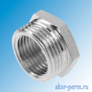 Футорка никелированная 15х20 (1/2″х3/4″) внутренняя/наружная резьба