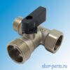 Кран шаровой бытовой AQUALINK 1/2"х3/4"х1/2" трехпроходной