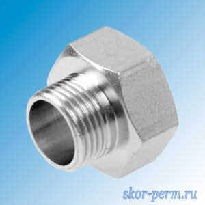 Переходник никелированный 15х10 (1/2″х3/8″) внутренняя/наружная резьба